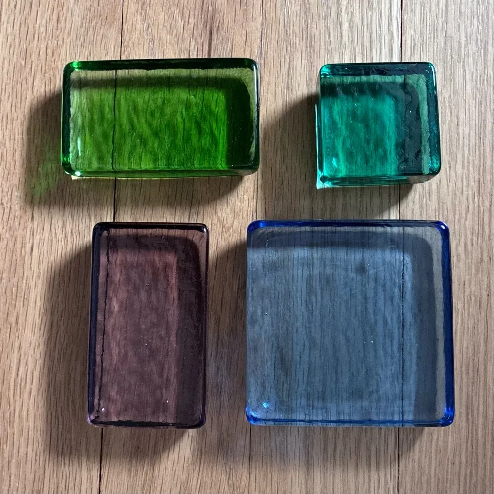 NWT Mosaic Puzzleweights Glass Paper Weights, by Design Ideas, Boxed